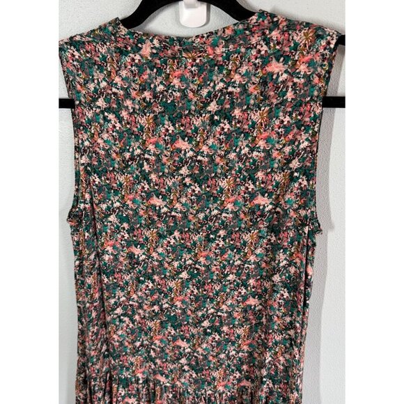 Nine West Womens Ditsy Floral Sleeveless Dress Small V-Neck Drop Waist Ruffle - Picture 4 of 11